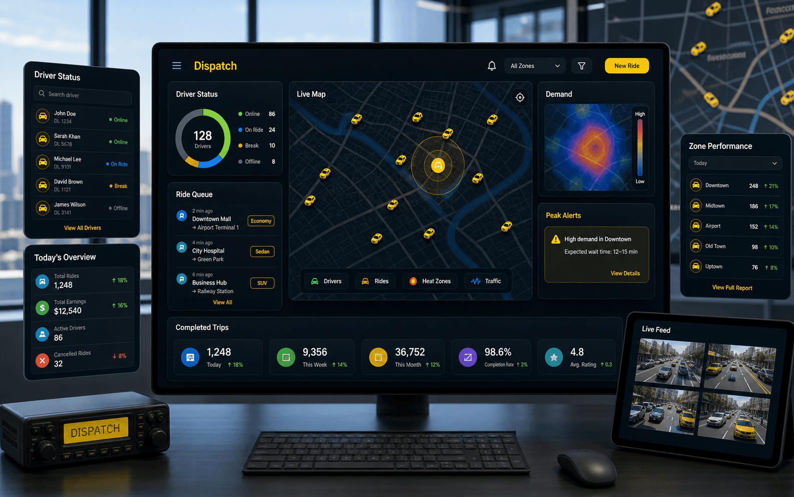 Taxi Plaza dispatch and demand operations dashboards