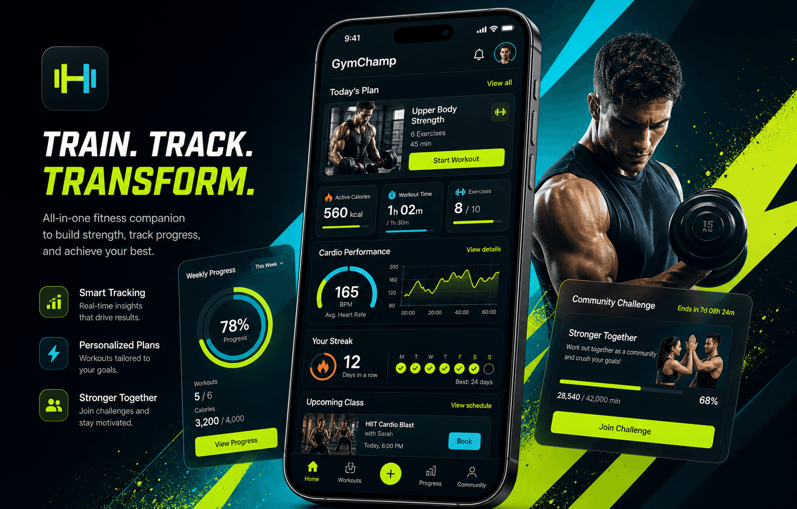 GymChamp mobile application screens